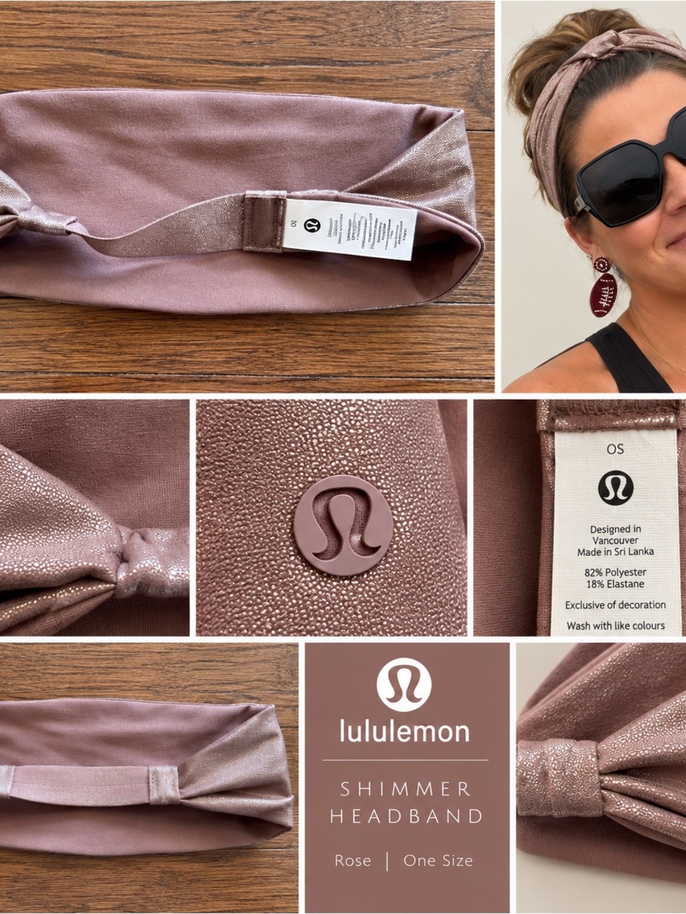 Lululemon Shimmer Headband in Rose Gold